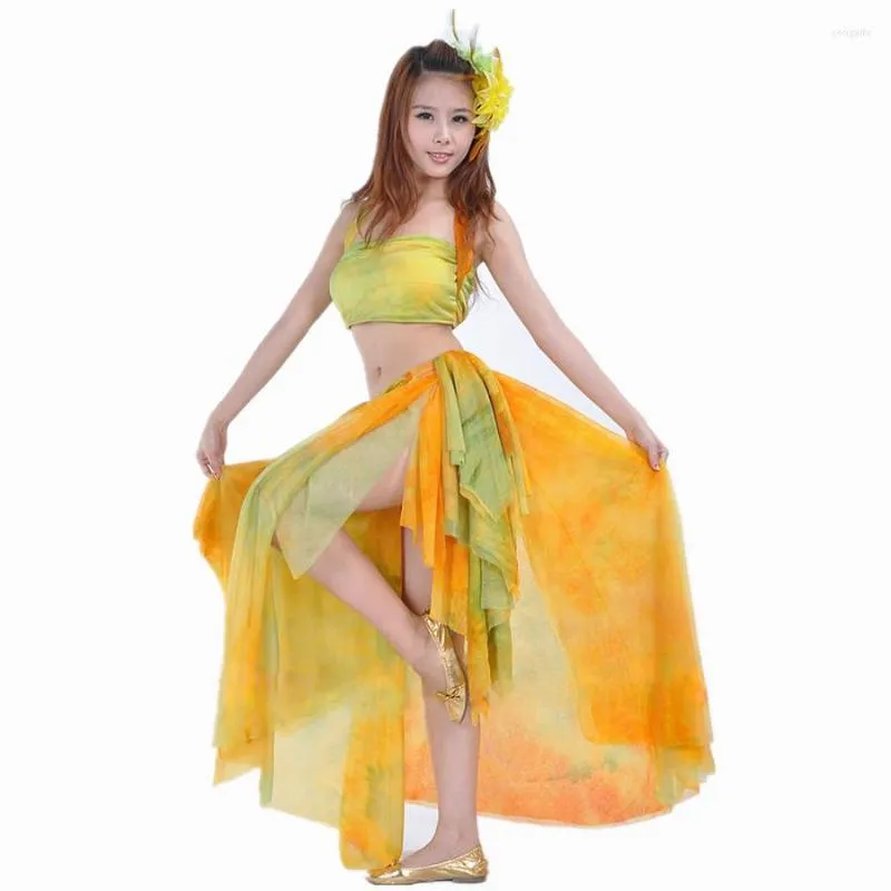 Stage Wear Belly Dance Clothing Women Dancewear 2pcs Outfits For Top Skirt Costumes Girls