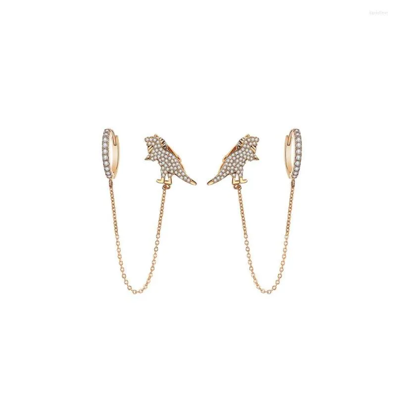 Hoop Earrings Animal For Women White Rhinestone Small Dinosaur Fashion Jewelry Simple Cute Ear Pendant 2023