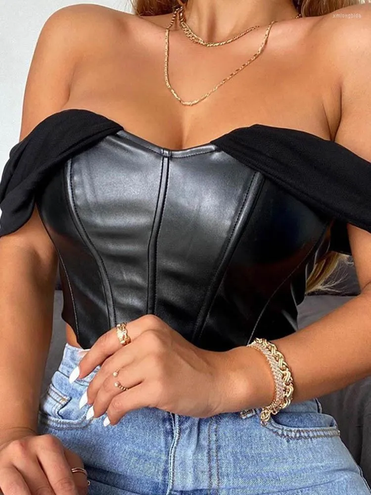 leather bustier crop top