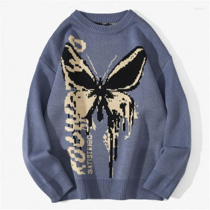 Blusas de masculino masculino masculino masculino Harajuku Butterfly Graphic Loose Male Tops Casual STREETHEATE SWEERT