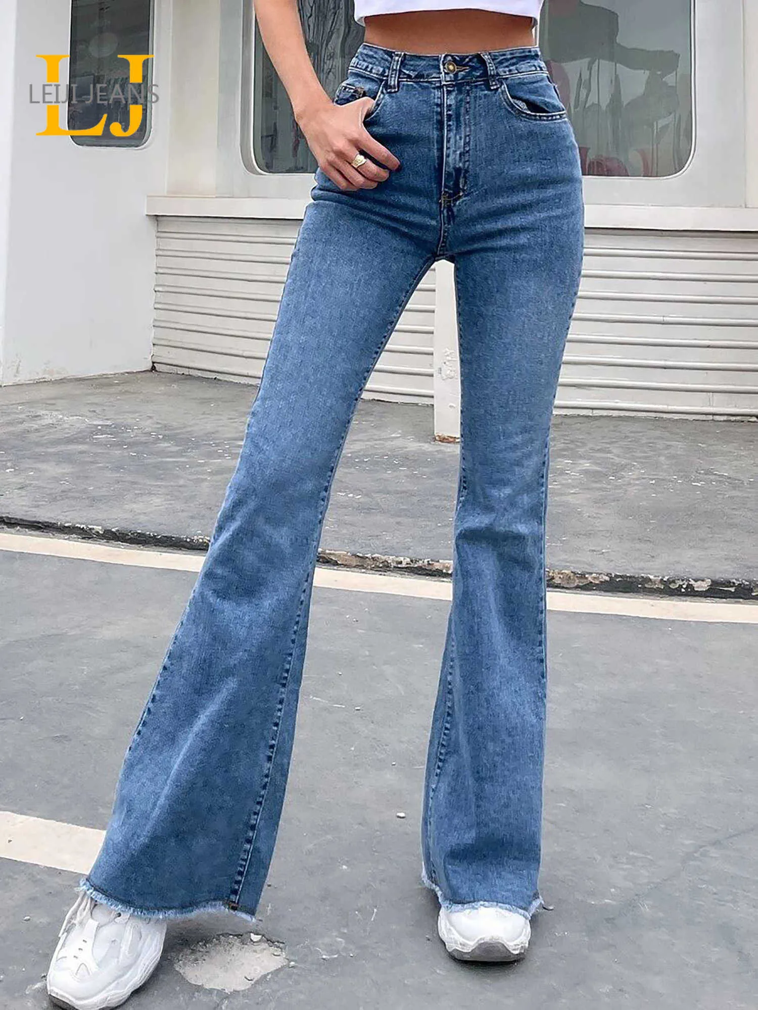 Stretchy High Waist Flared Flared Jeans For Women For Women Full Length  Tall Fitting Denim Pants 2023 Collection From Yanqin03, $36.28