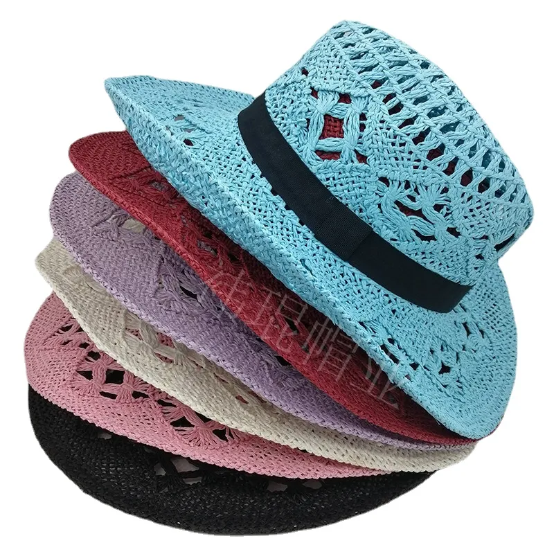 Handmade Western Crochet Cowboy Straw Country Hat For Women And