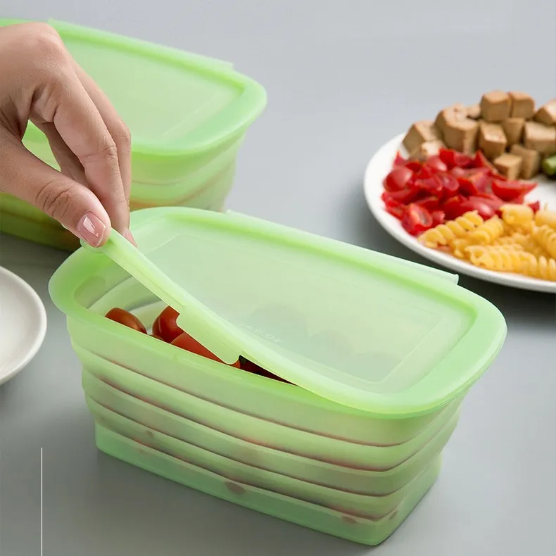 1L Collapsible Silicone Food Lunch Box Dinnerware Foldable Fruit Salad Storage Food Box Container Tableware BPA Free