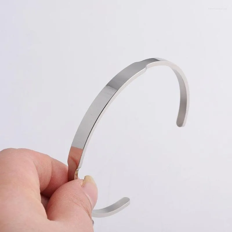 Bracelet en acier inoxydable C manchette ouverte pour graver le métal estampage bracelets vierges 60mm miroir poli en gros 10 pièces