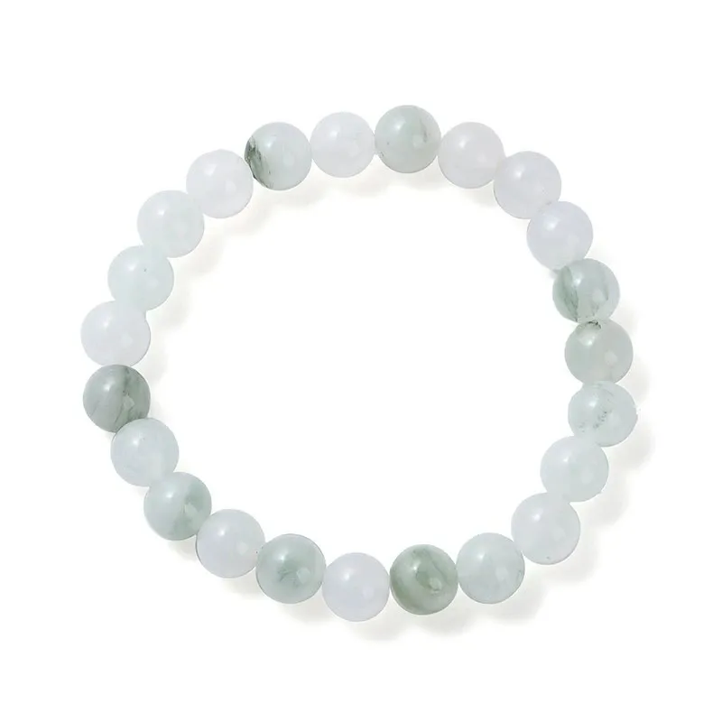 Natuursteen ijs groen jade ronde kraal armbanden vrouwen mode reiki genezende elastische streng armbanden yoga energie sieraden