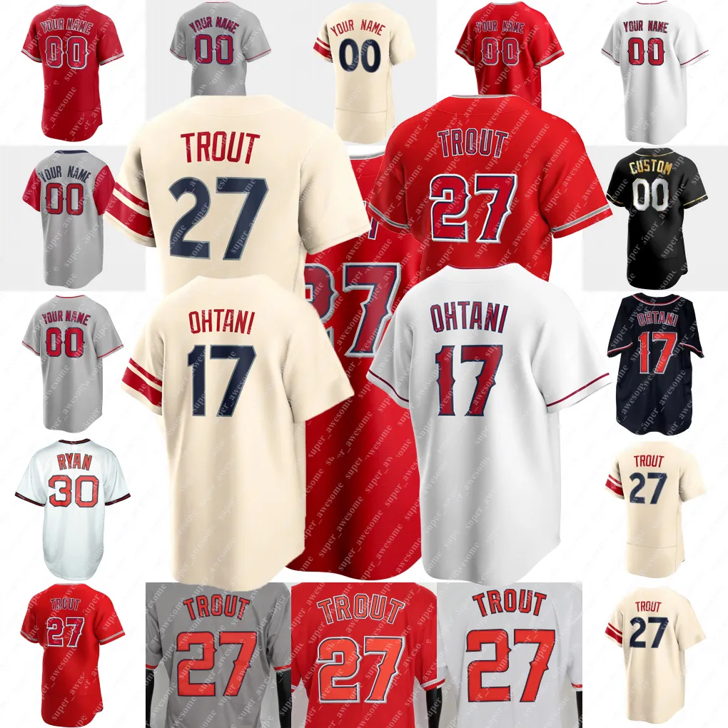 Camisas de beisebol Mike Trout Jersey Shohei Ohtani Jo Adell Taylor Ward Anthony Rendon David Fletcher Gio Urshela Jared Walsh Moniak Patrick Sandoval Tyler Anderso