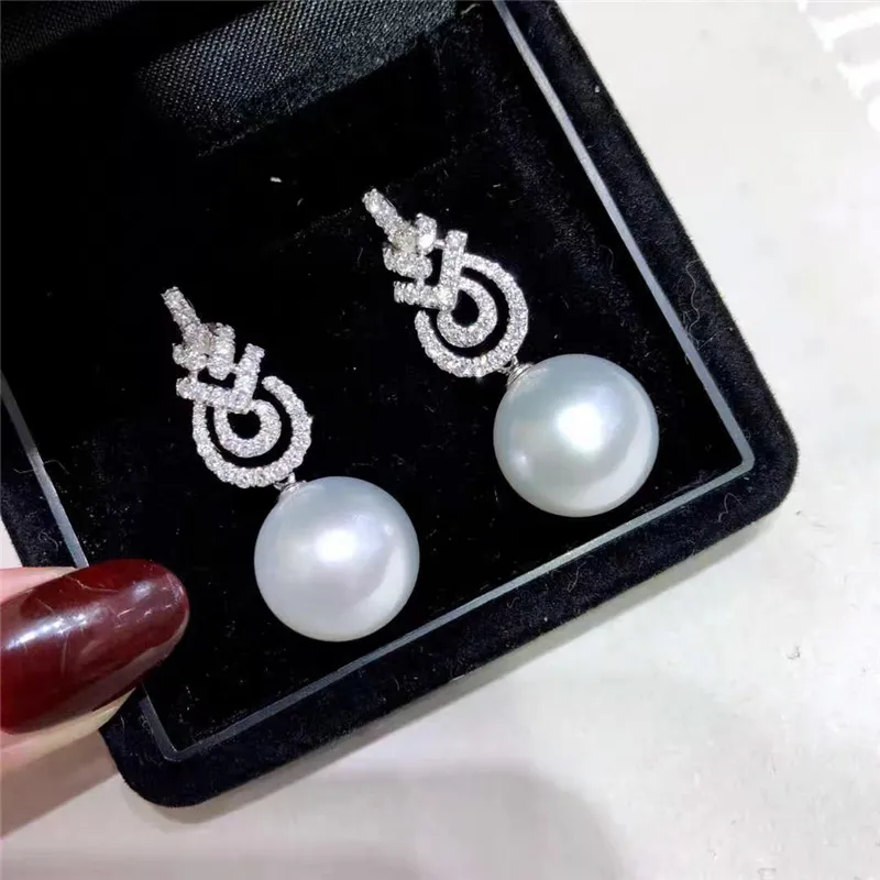 Pearl Earring Drop Zircon Gold | Gold Pearl Earrings Dangle - Luxury