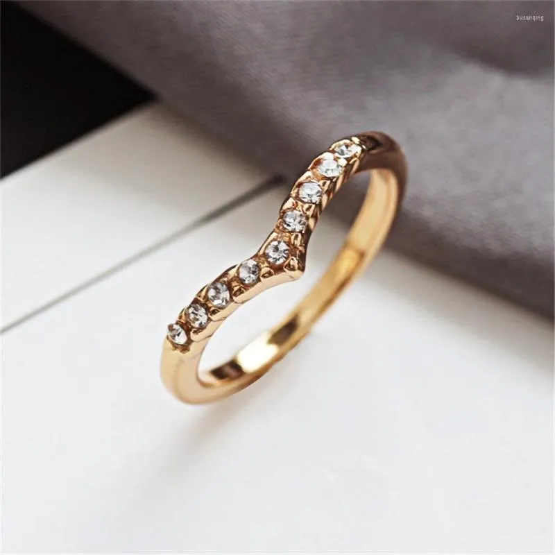 Anéis de casamento Loredana Design exclusivo em forma de V, pequeno anel de abertura fresco para um presente de mulher