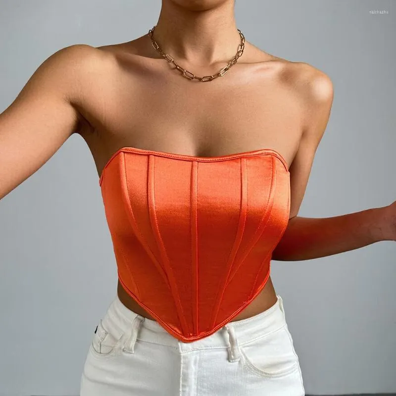 Women's Tanks Echoine Strapless Sexy Crop Top Women Party Night Club Corset Tops Streetwear Sleeveless Solid Gilrs Summer Clothing 2023