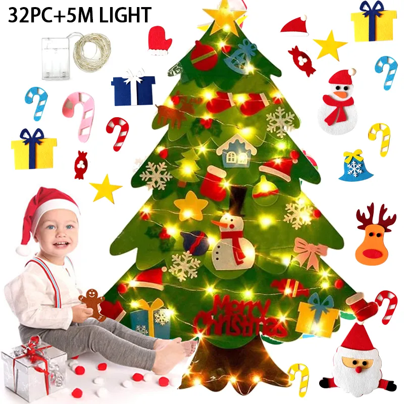 DIY FELTA Árvore de Natal Feliz Natal Decorações para casa 2023 Cristmas Ornament Xmas Navidad Gifts Papai Noel
