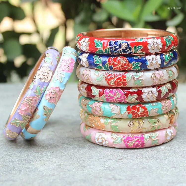 Bangle Wholesale 10pcs Pequim Cloisonne National Wind Peony