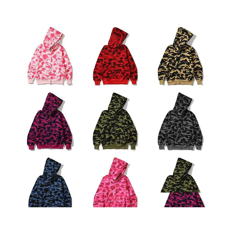 2016メンズパーカースウェットシャツメンズデザイナーフーディーflzip up ape shark womens colorf camo camoジャケットブルーフード付きスウェットシャツセーター長い博士dheog