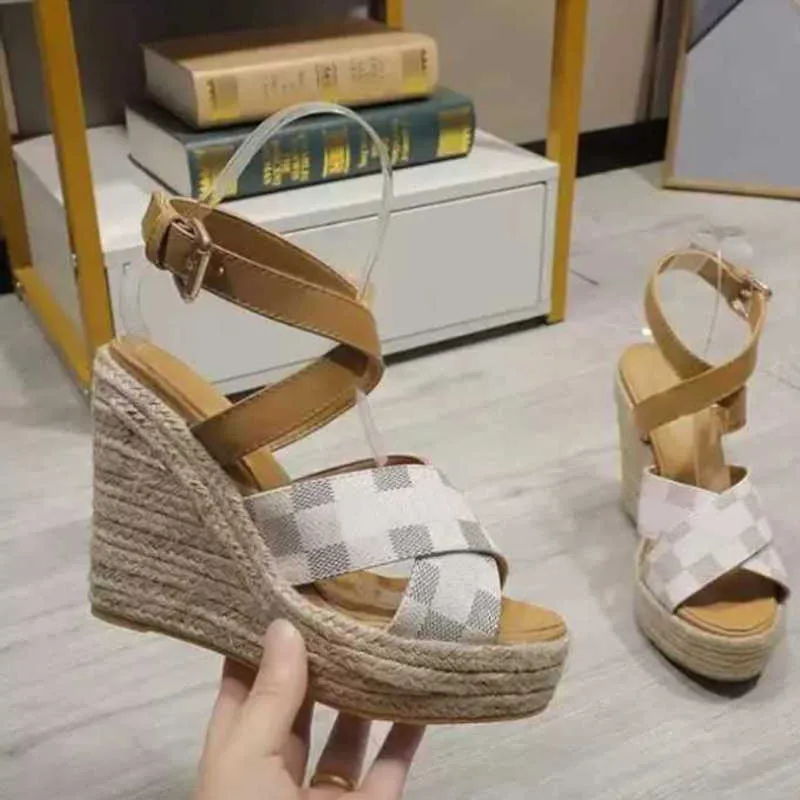 Vrouwen Stuurboord Wedge Sandalen Hoge Hak Flatform Schoenen Zwart Wit Platform Sandaal Trouwjurk Schoenen Kalfsleer Veters-up Sandaal 35-41 Met Doos NO378