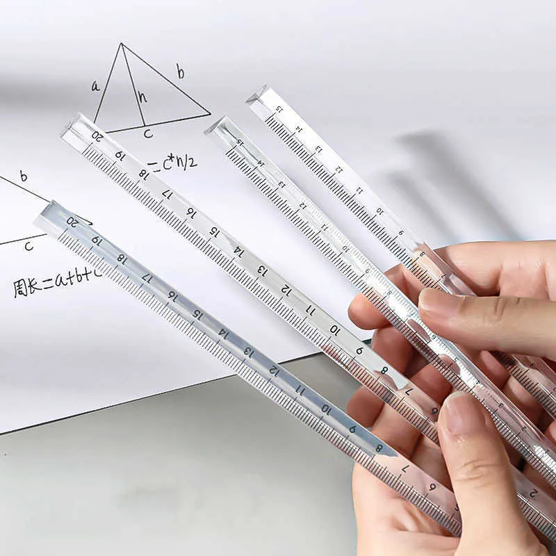 15cm /20 Cm Simple Transparent Triangular Straight Ruler Kawaii Tools Stationery Cartoon Drawing Gift Office School Measuring