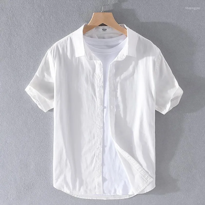 Men's Casual Shirts Oxford Men's Cotton Short Sleeve Shirt 2023 Summer Simple Literary All-match Half-sleeve Male Classic Brand Tops