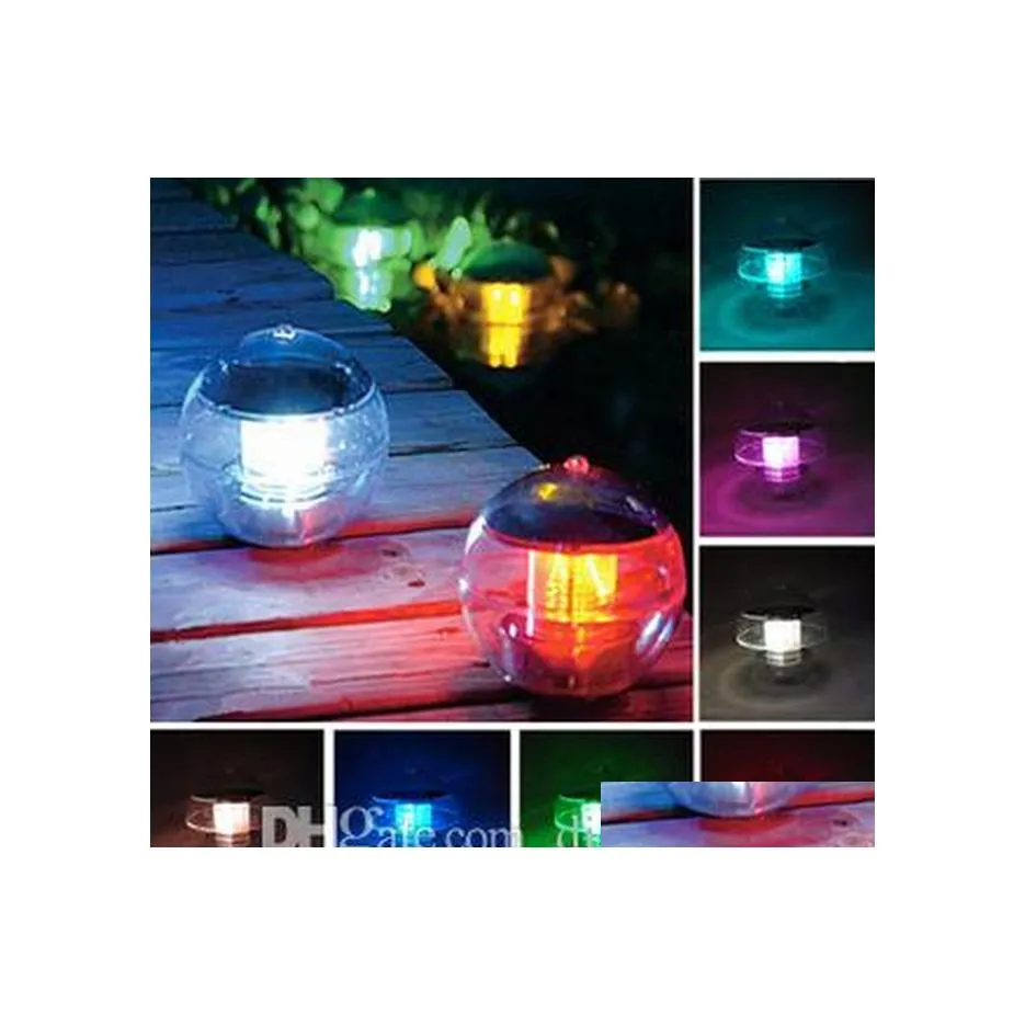 2016 lumières d'inondation solaires étanche piscine puissance RVB LED lampe flottante 2V 60MA extérieur jardin étang paysage couleur changeante goutte livraison Dhpxj