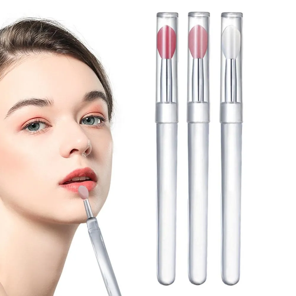 500pcs Women Beauty Makeup Tools Soft Silicone Lip Brush With Cover Multifunction Applicator Cosmetic Brush Make Up Brushes for Eye Shadow Lipstick