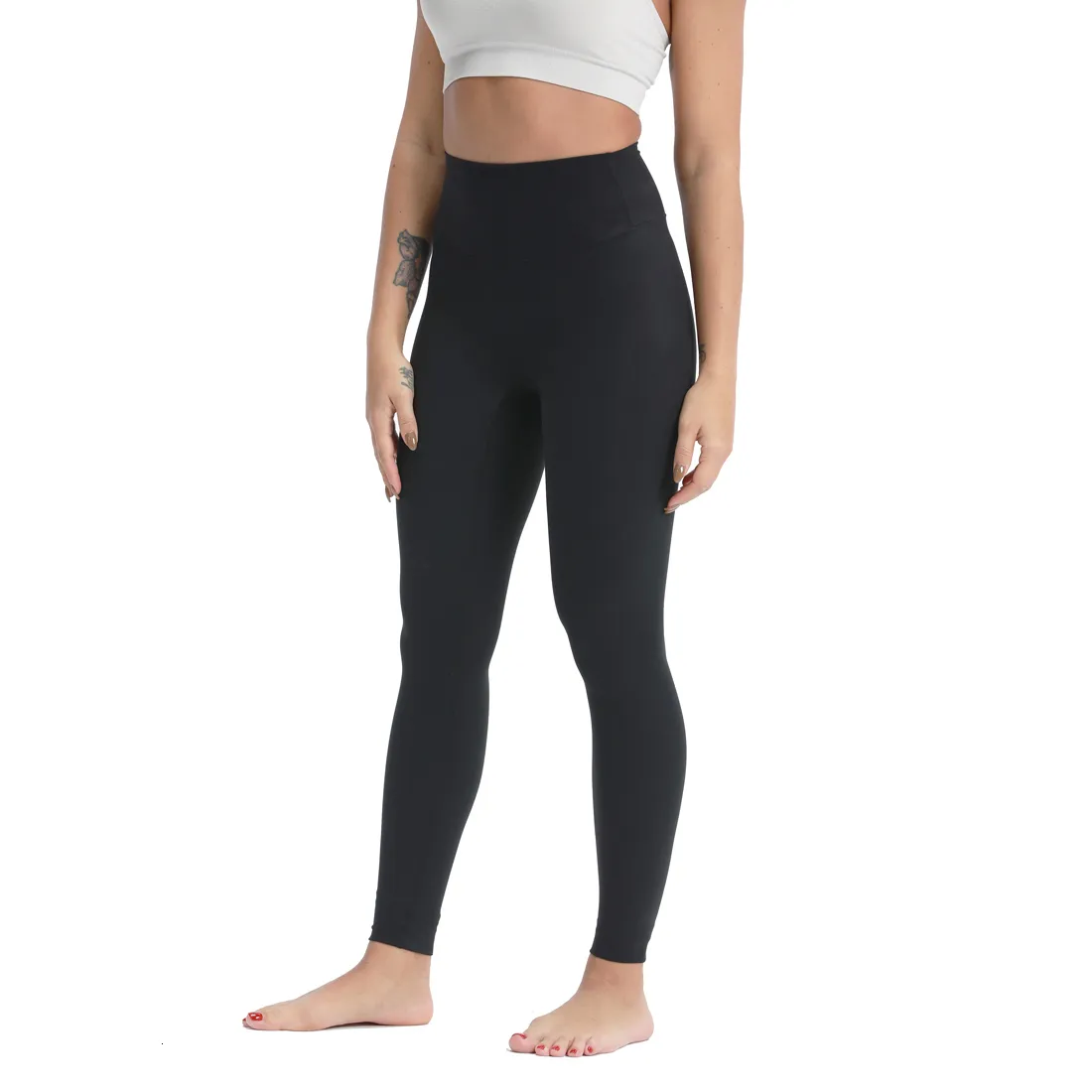 Yoga Leggings Damen Ohne Vordernaht - Hohe Taille Mit Weitem Bein Und Taschen