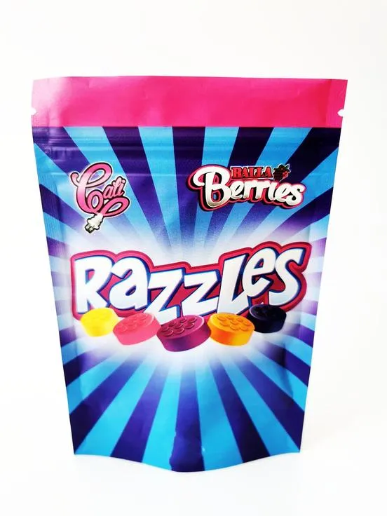 Держатели блага Cali Balla Berries Razzles Square Stand Up Boyz Mylar 3.5 пастообразные пакеты -замки с пасты