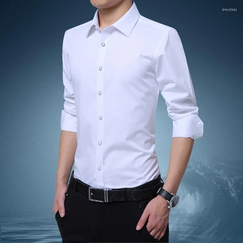 Men's Dress Shirts High Quality Men'S Formal Long-Sleeved Shirt 2023 Four Seasons Business Casual Thin Solid Color Top Male Fashion