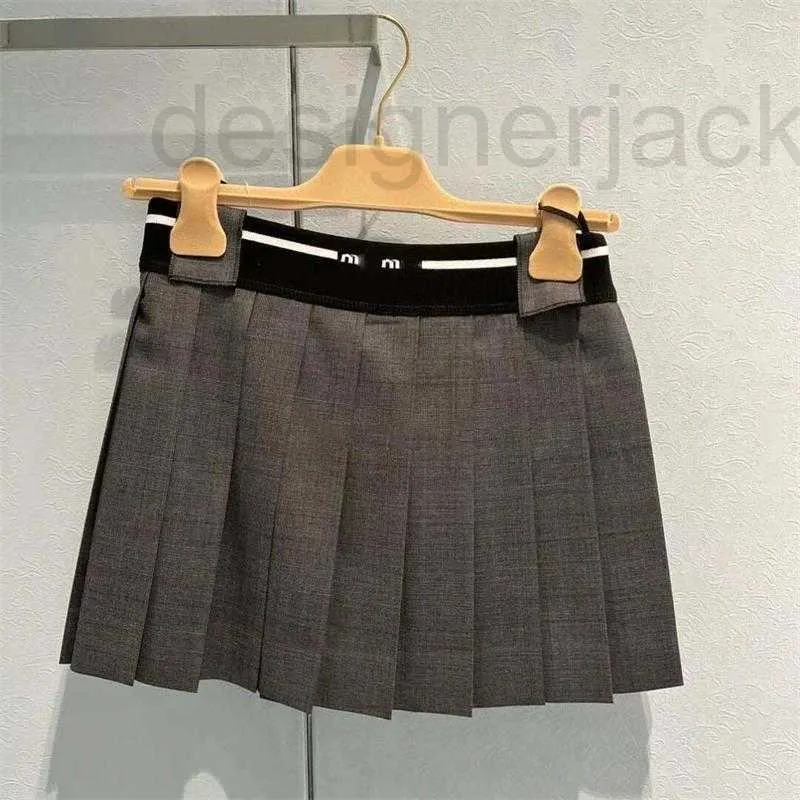 Skirts designer Academic Grey High Waist Pleated Womens Spring/Summer 2023 New Slim Short A-line Half-length U43L