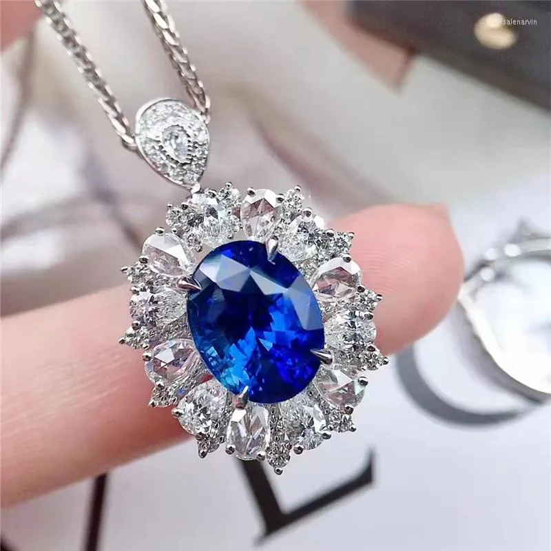 Chaînes Saphir Brillant Ovale Bague Ouverte Femme Pendentif Collier Ensemble