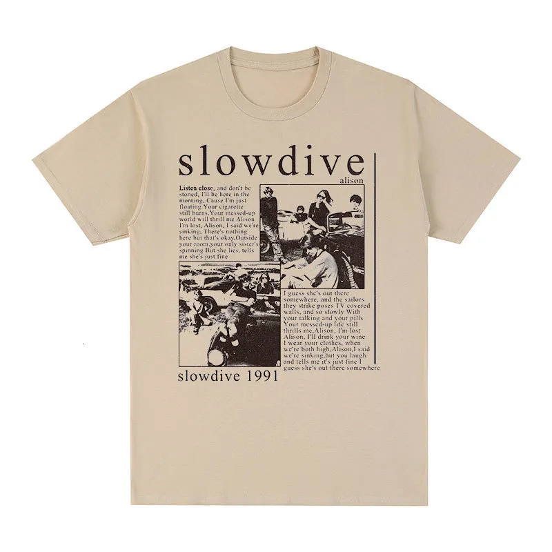 Herr t-shirts slowdive alison 1991 vintage t-shirt turné 90s klassiska bomullsmän t-shirt tee tshirt kvinnor toppar unisex 230317