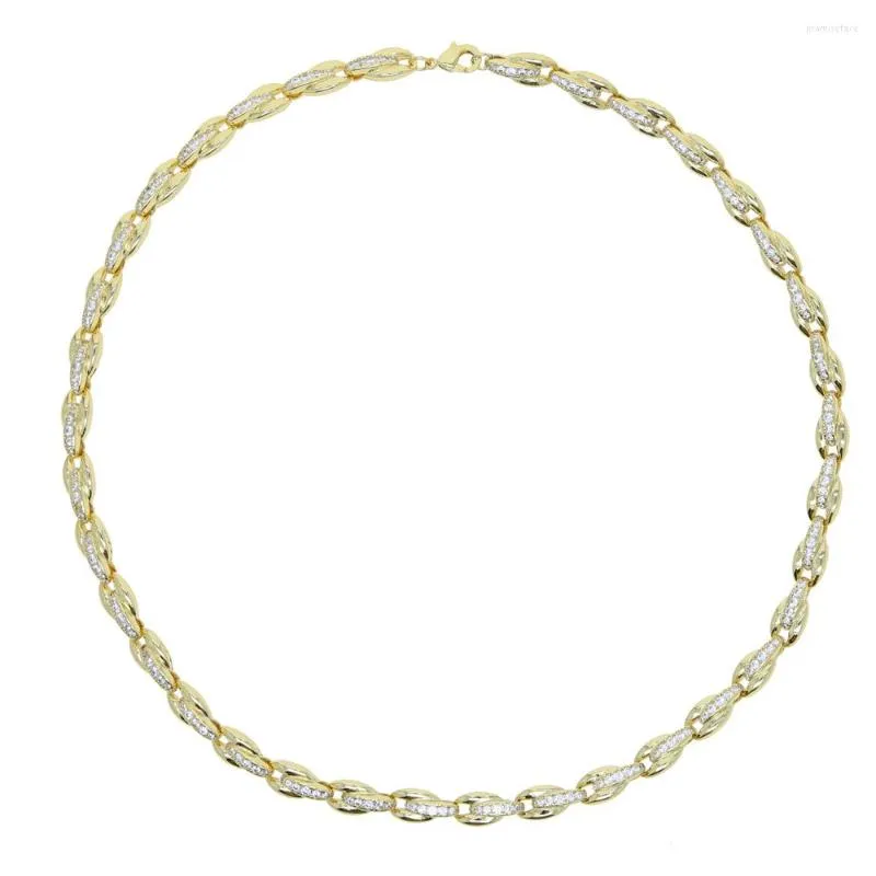 Kedjor mode hip hop starka länk kedja chokers halsband kvinnor guld färg sten uttalande halsband ketting män smycken 16 ''