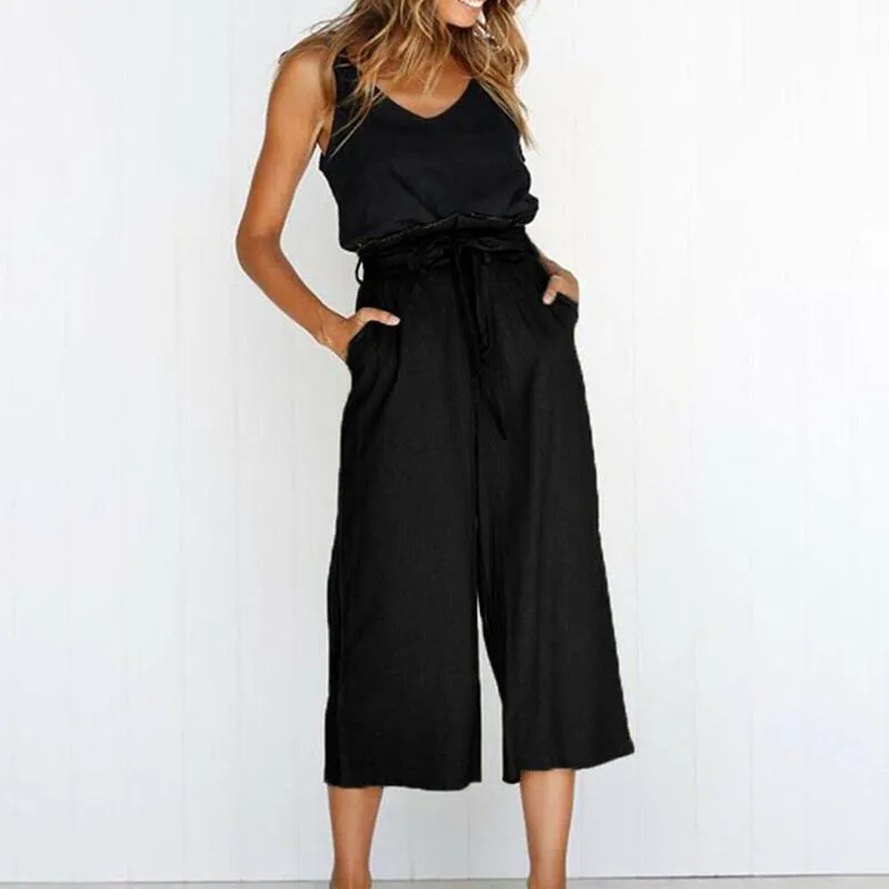 Women's Pants & Capris Women High Waist Wide Leg Palazzo Lounge Trousers With Belt Pockets