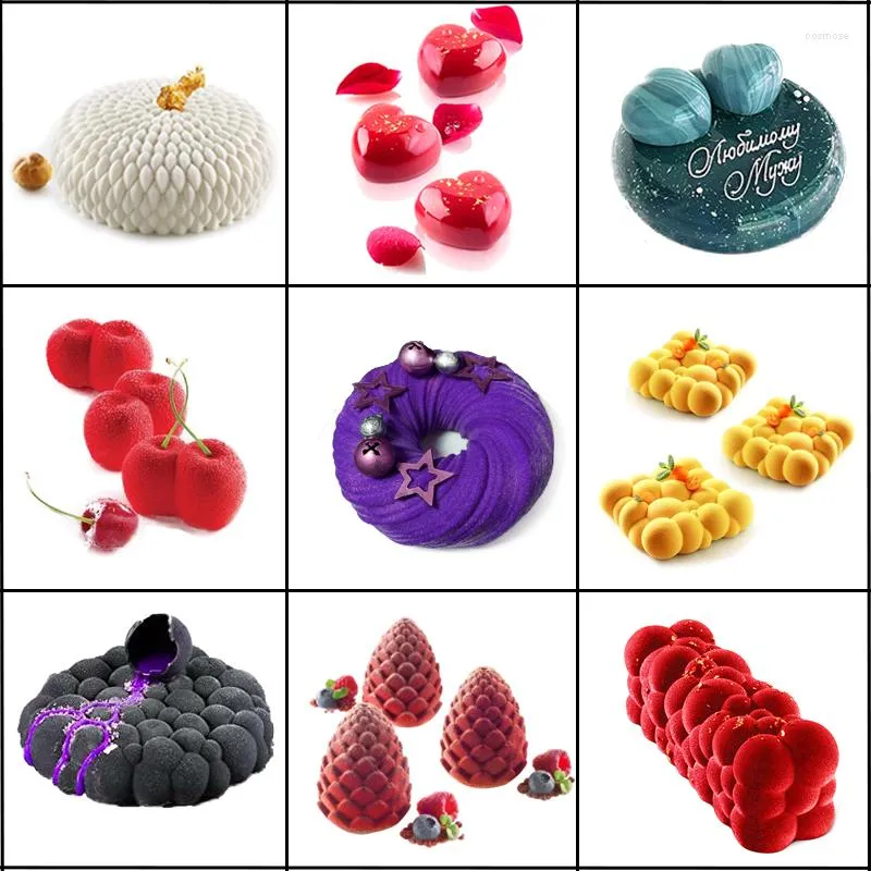 Baking Moulds 40 Designs Silicone Mold Bubble Heart Donuts Shaped Cake Chocolate Mousse Maker Kitchen Bakery Tools