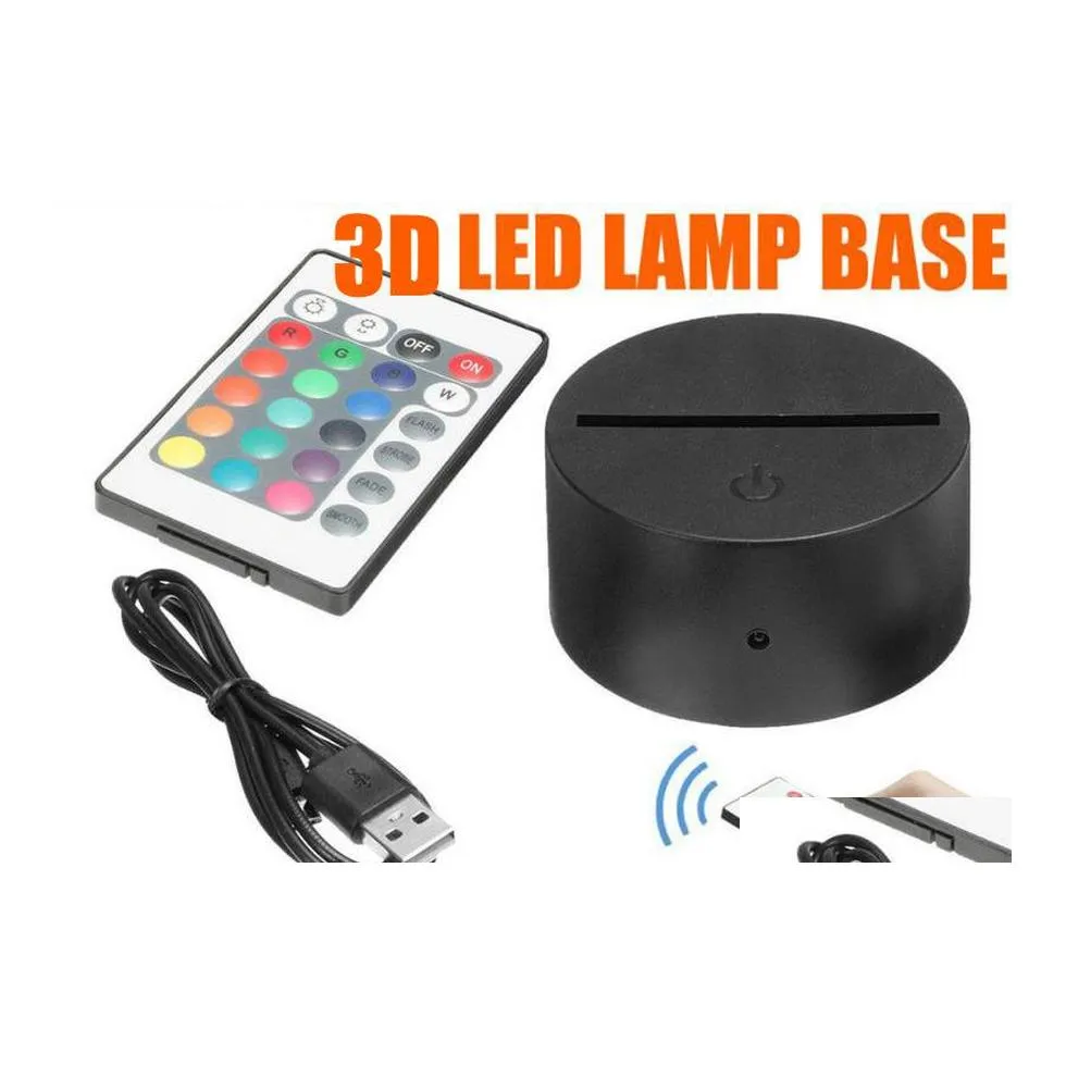 2016 Night Lights Rgb Led Lamp Base For 3D Illusion 4Mm Acrylic Light Panel Aa Battery Or Dc 5V Usb Nights Dhs Drop Delivery Lighting Indo Dhczq