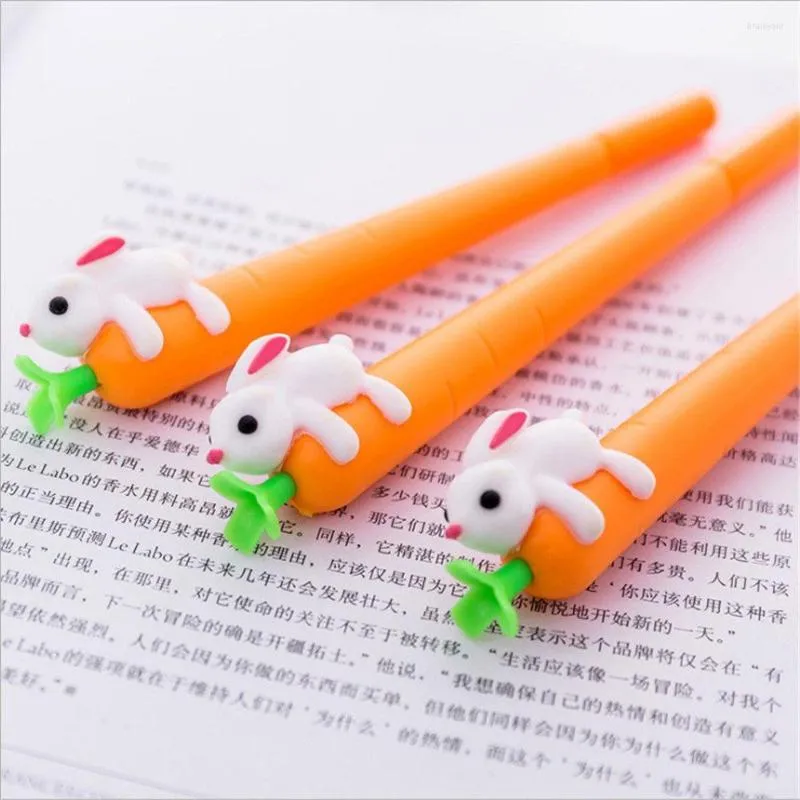 1PCs Cute Stationery Writing Creative Gel Pens Sign Pen Cartoon Carrot Student Neutral Black Gift