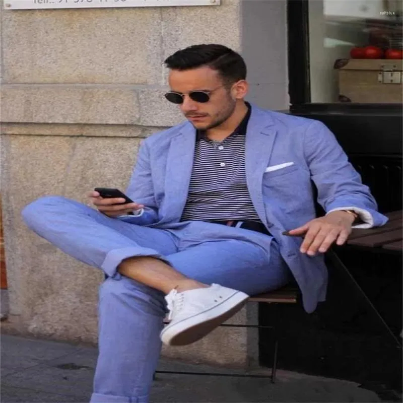 Trajes de hombre 2023 llegada púrpura claro solapa con muesca traje de hombre esmoquin elegante y atractivo personalización de alta calidad (chaqueta pantalones)