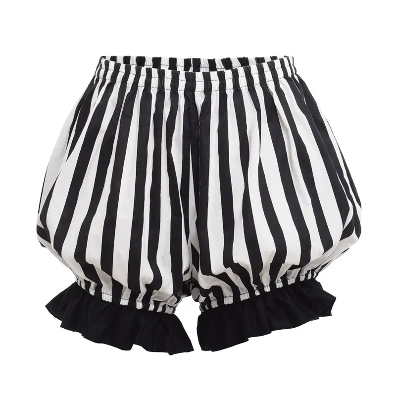 Frauenshorts Lolita Bloomer Vintage Cosplay Bottoming Kürbis Striped Short 230317