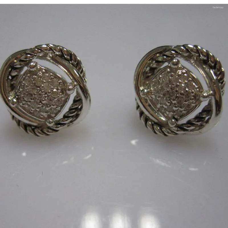 Studörhängen 925 Silver smycken 7mm Pave Diamond Design Alentine's Day Gifts Birthday