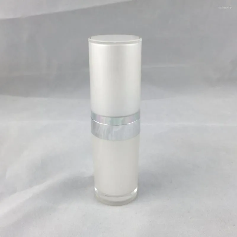 Lagringsflaskor 15 ml Pearl White/Pink Acrylic Straight Round Bottle Serum/Lotion/Emulsion/Foundation Essence Liquid Toner Cosmetic Packing