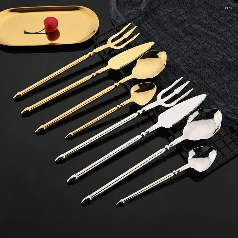 Dinnerware Sets Mirror Gold Cutlery Western 16Pcs Knife Fork Spoon Dinner Service Stainless Steel Flatware Luxury Tableware