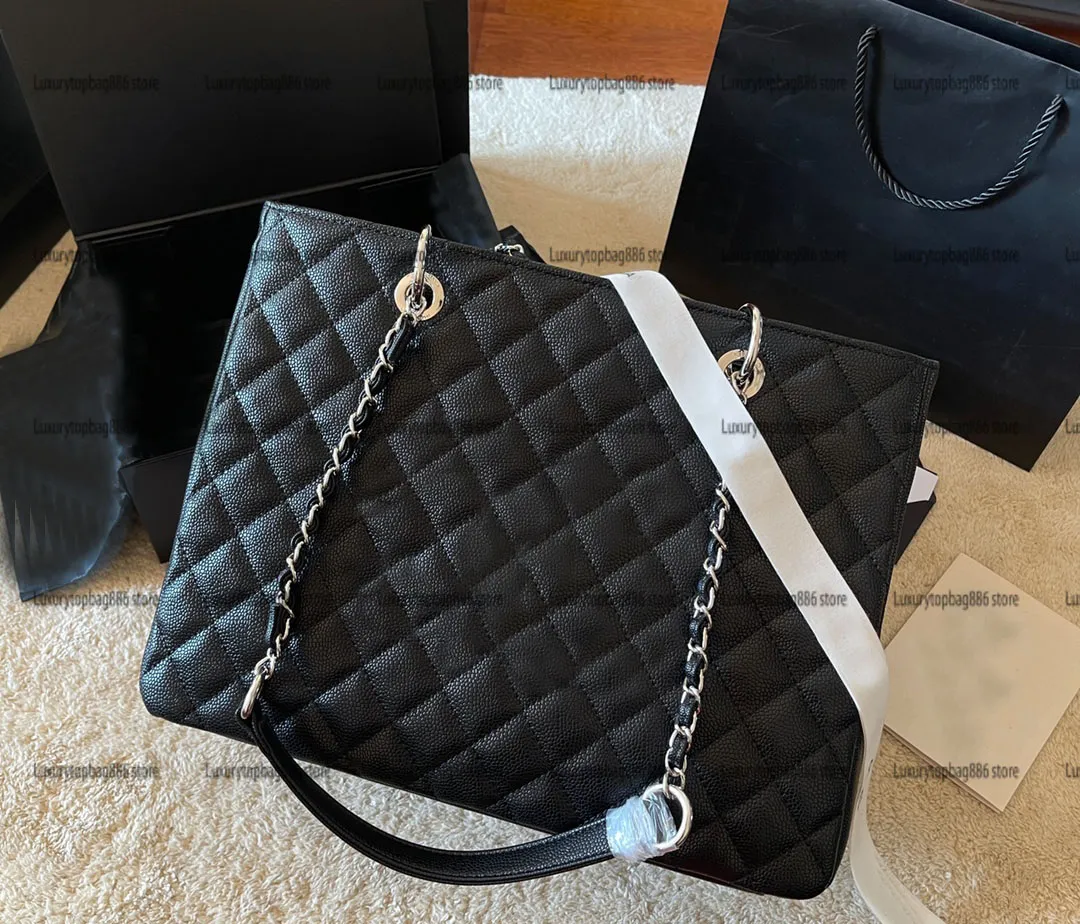 Designer Vintage CC Tote Bag For Women Caviar Leather Classic