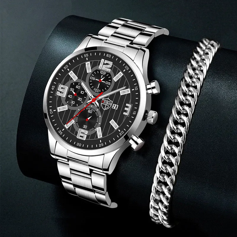 Wristwatches reloj hombre Mens Casual Watches Luxury Business Stainless Steel Quartz Wristwatch Calendar Male Sports Bracelet montre homme 230317