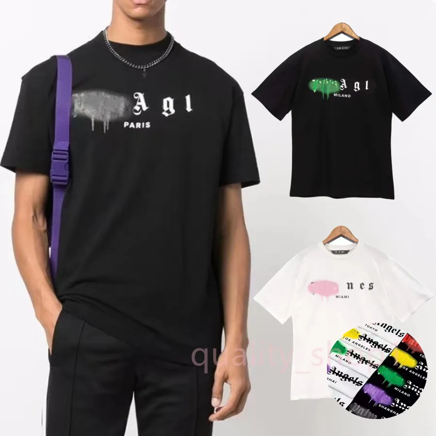 Men's Shirts Designer Summer T Shirt Palms Brand Angel Clothes Pa Clothing Spray Letter Short Sleeve Spring Tide Mens Womens Angles S Xl