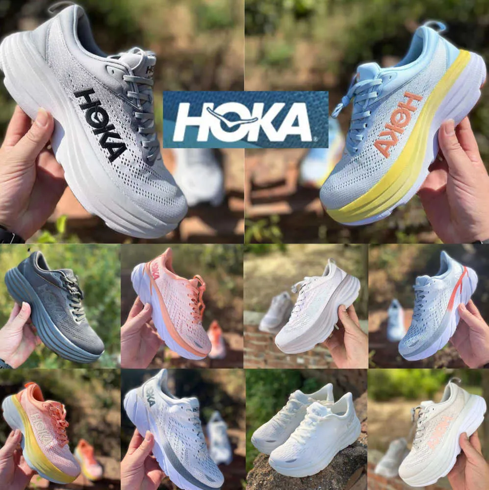 Motorcycle Boots New Hoka Bondi 8 Outdoor Shoes ONE Clifton 8 Stripes Colorblock Carbon Fiber x2 Running Sneakers Shock Absorbing Classic trend 2023ess