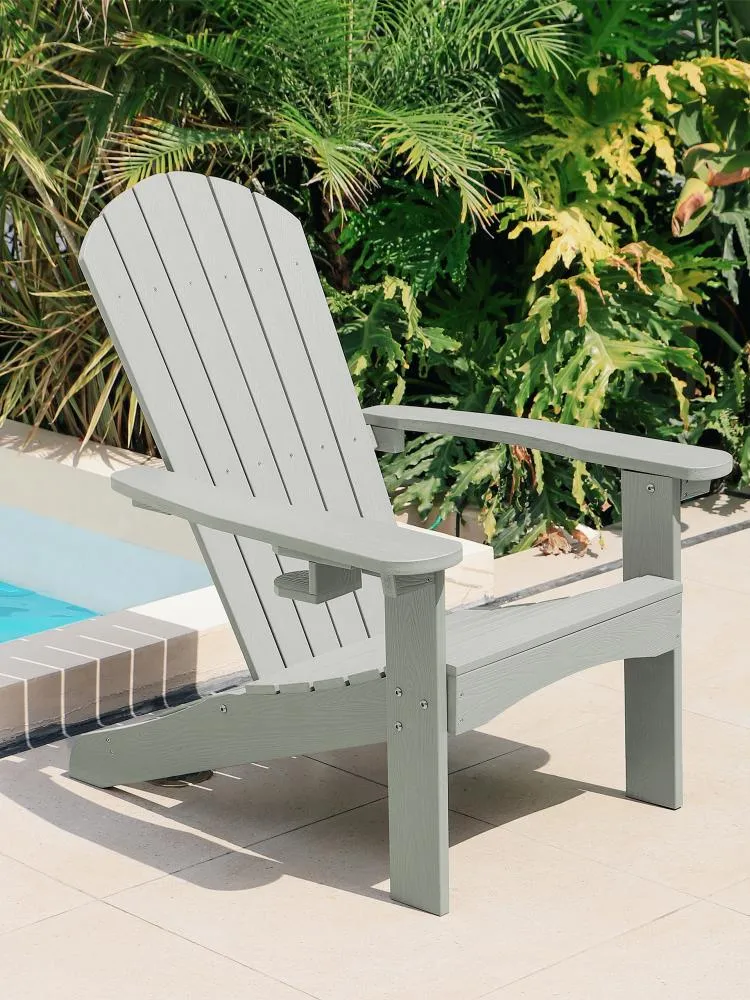 Camp Furniture LUE-BONA Adirondack Blue Chaise de patio avec porte-gobelet réglable extérieur étanche moderne plage inclinable résistant pour Law Garden