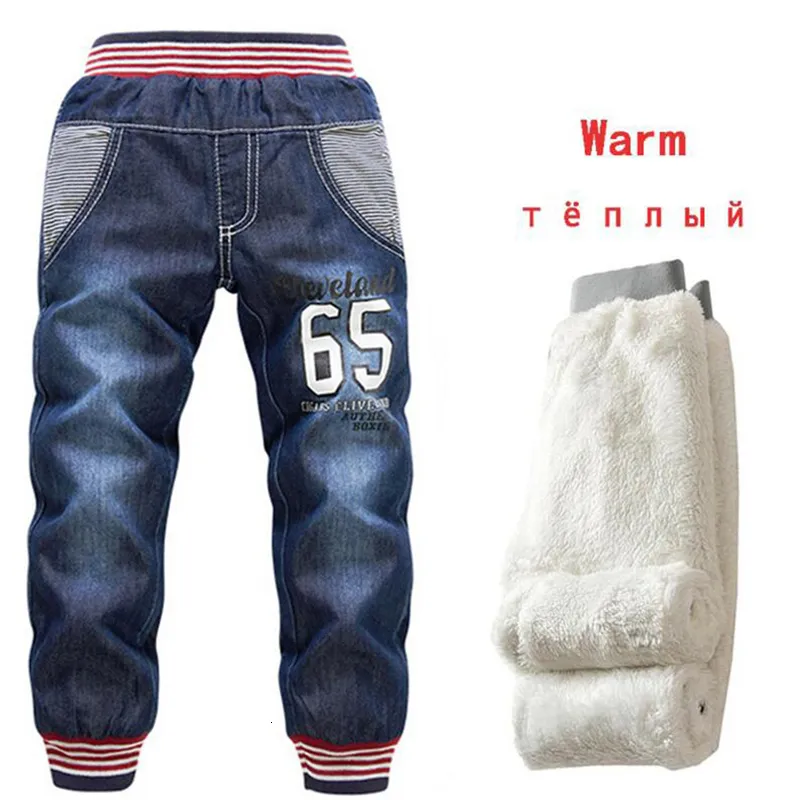 Jeans Baby Jungen Jeans Add Wool Winter 2-7Yrs Kinder verdicken Denim-Hosen Kinder kleine Füße warme Thermo-Baumwollhose 230317