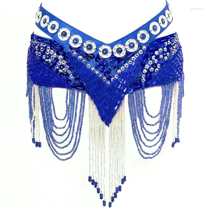 Stage Wear Professional Belly Dance Waist Belt Adjustable Fit Rhinestones Sequins Hip With Tassels