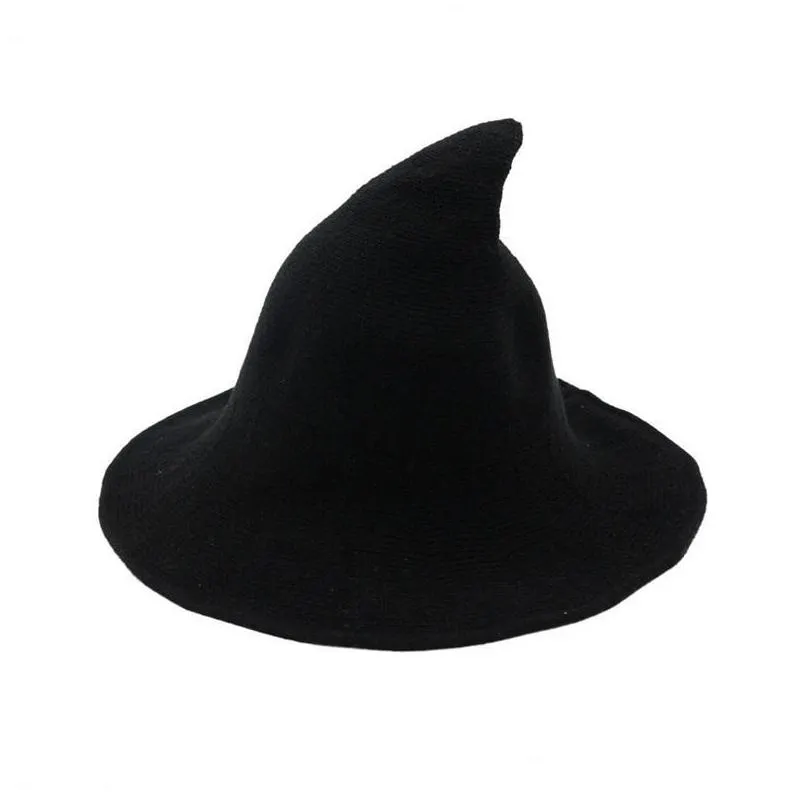 Party Hats Modern Halloween Witch Hat Lady Wool Cotton Blend Foldbar Knit Festival Women Cosplay Cap Warm Autumn Winter Caps Drop D Dhyzt