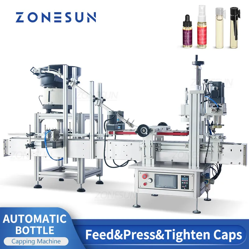 Automatic Inclined Capping Machine ZONESUN ZS-XG1870P Automatic Inline Capping Machine with Cap ...