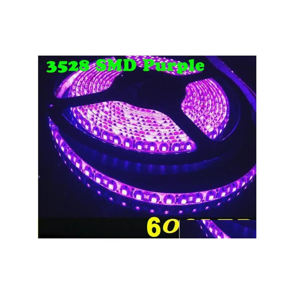 2016 Strisce Led Viola Striscia Luce 5M 16Ft 3528 Smd Super Luminoso 48W Impermeabile Flessibile 12V 120Led/M Luci di Consegna Goccia Illuminazione Holida Dhd2L