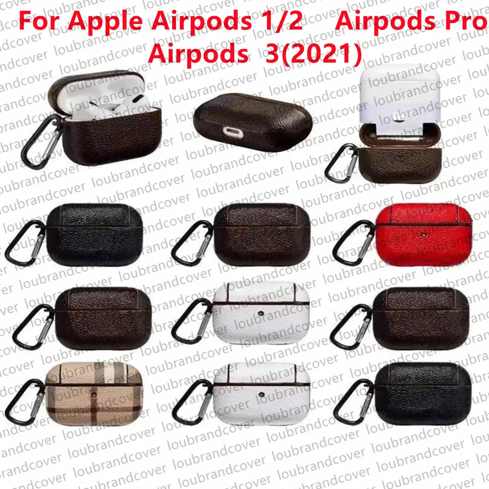 Fall för AirPods Case Headset Accessories AirPods Pro 3rd 2nd Air Pod Pros Case Designer Läder Original Monogram Print Earpon Protector Charge Box Hook