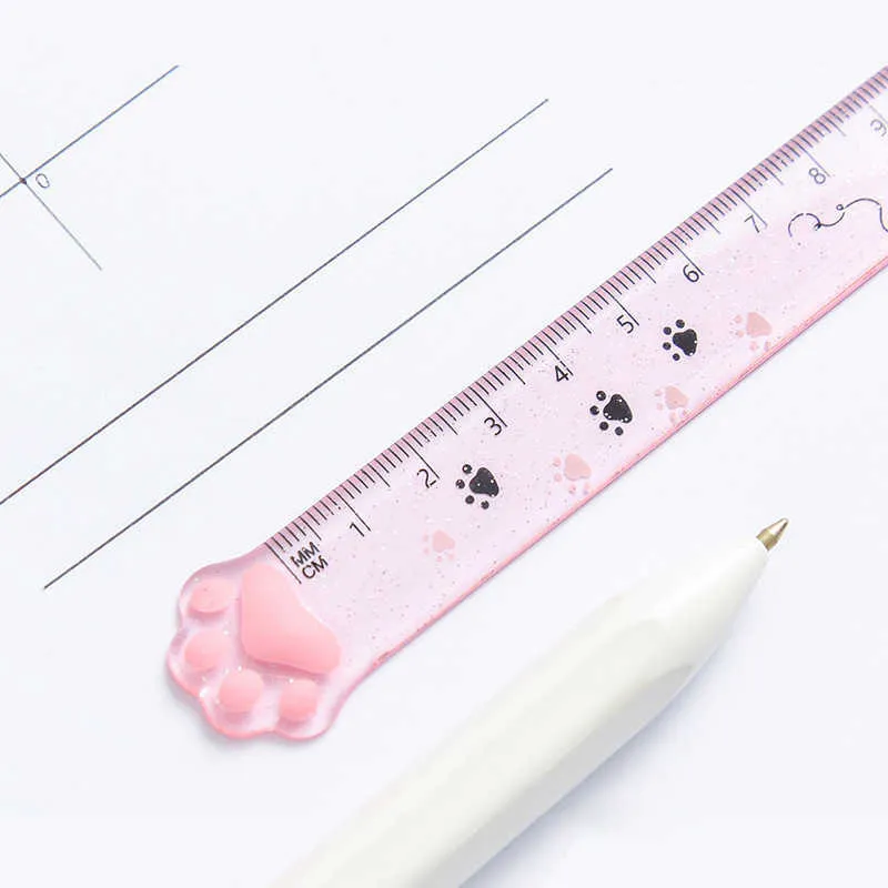 1 PCS LYTWTW Cute Kitty Cat Paw Straight Laster Kawaii Spiterery Funny Rysunek Prezent Koreańska Szkoła Office Mierzenie