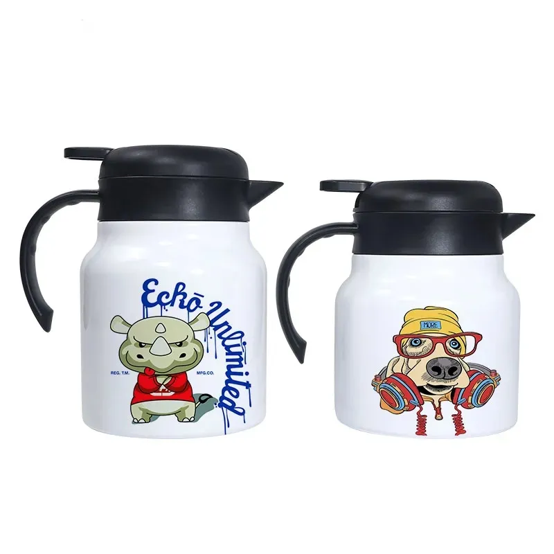 Carafe à café thermique par sublimation Pot thermos en acier inoxydable 27oz 34oz Théière à double paroi avec filtre à thé amovible Pot à café chaud chatoyant de grande capacité